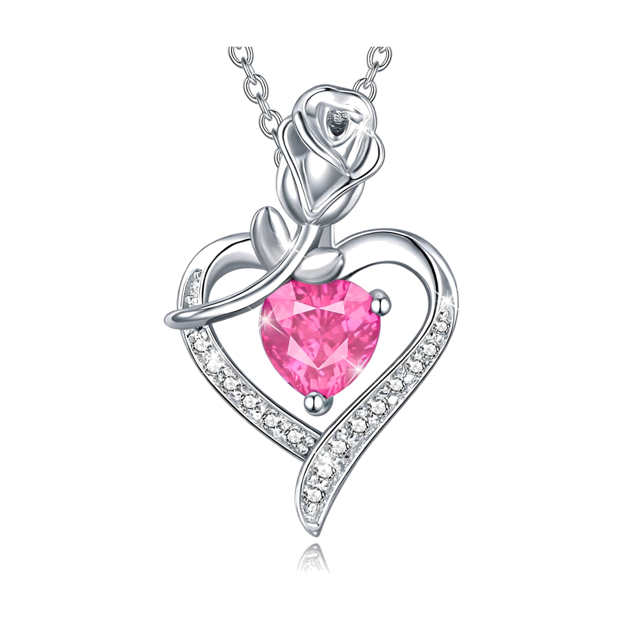 Crystal Birthstone Heart Necklace
