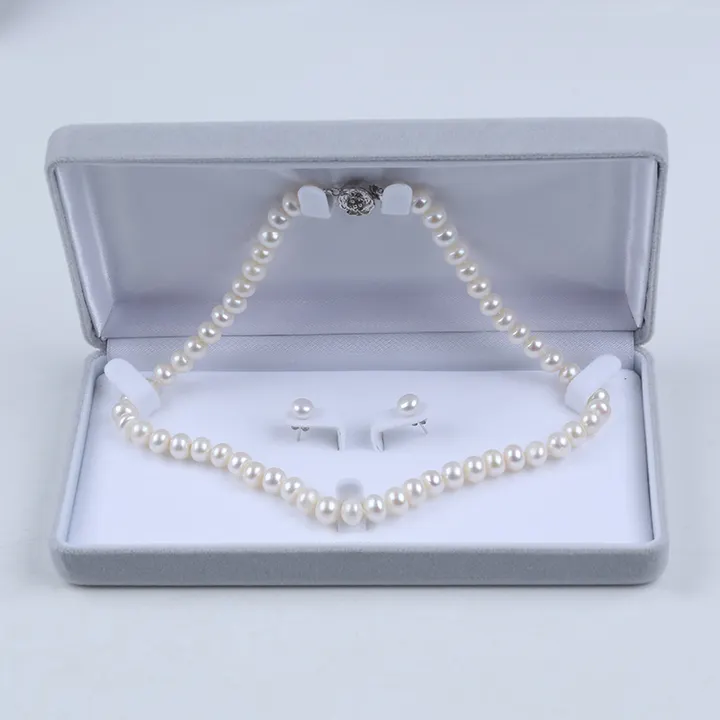 Freshwater Pearl Necklace Set in velvet gift box